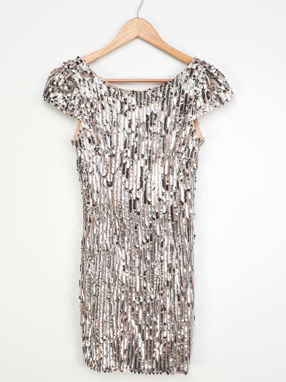 Minuet Star Appeal Silver Sequin Bodycon Mini Dress MEDIUM NWT
